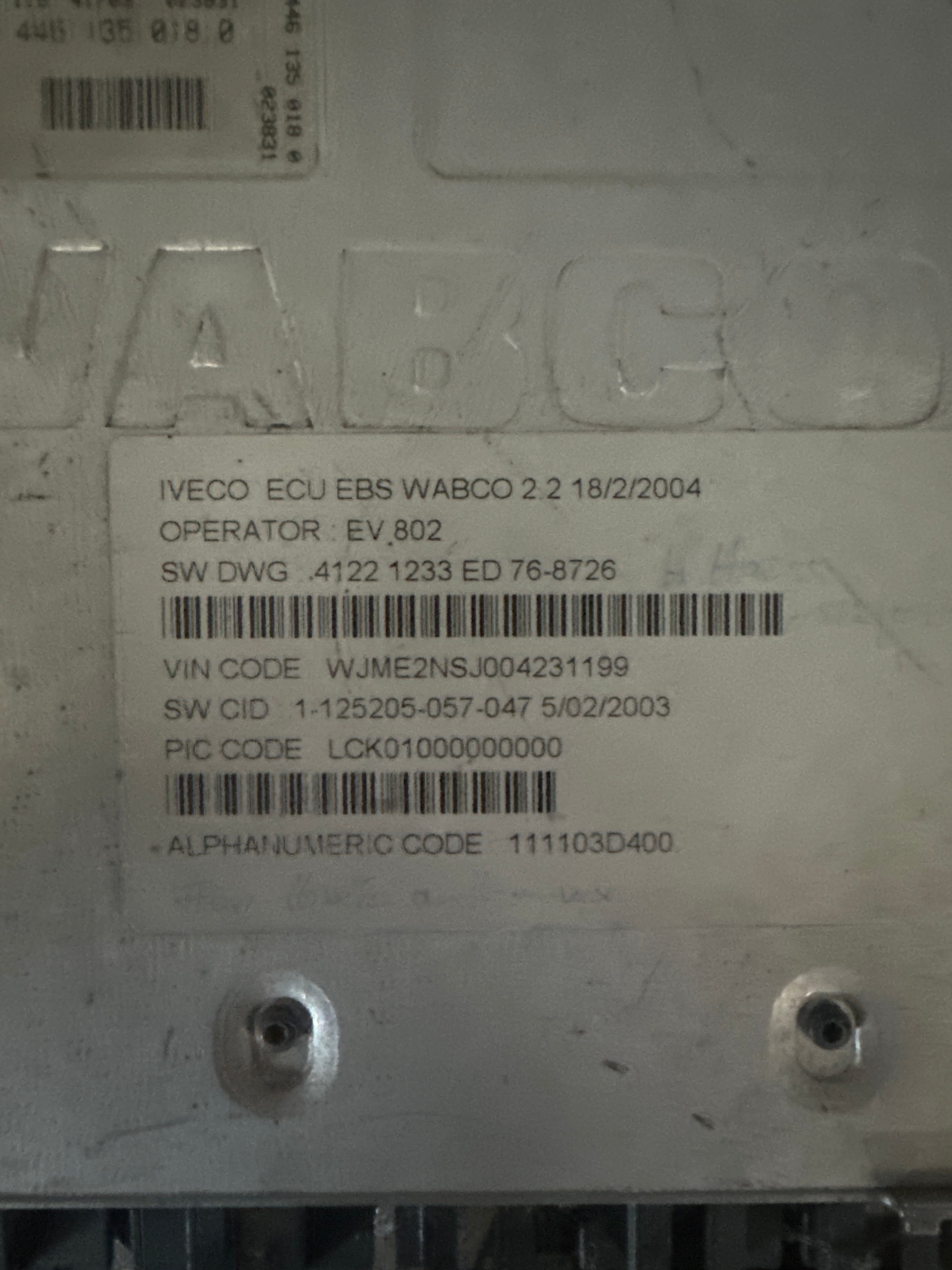 Centralina EBS ZM Iveco 2004 usata
