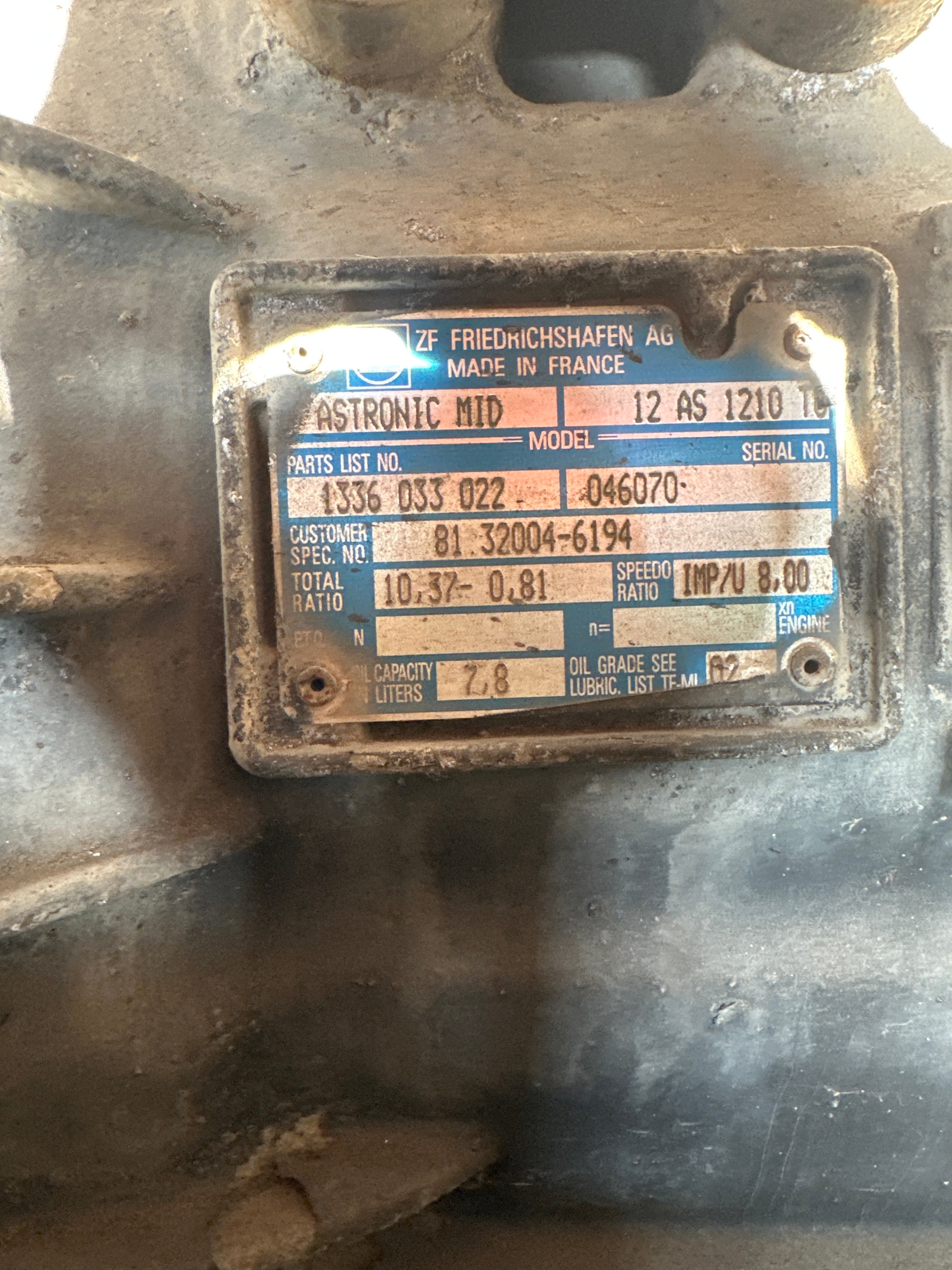 Cambio Man 12.290 tipo ZF 12AS1210TO