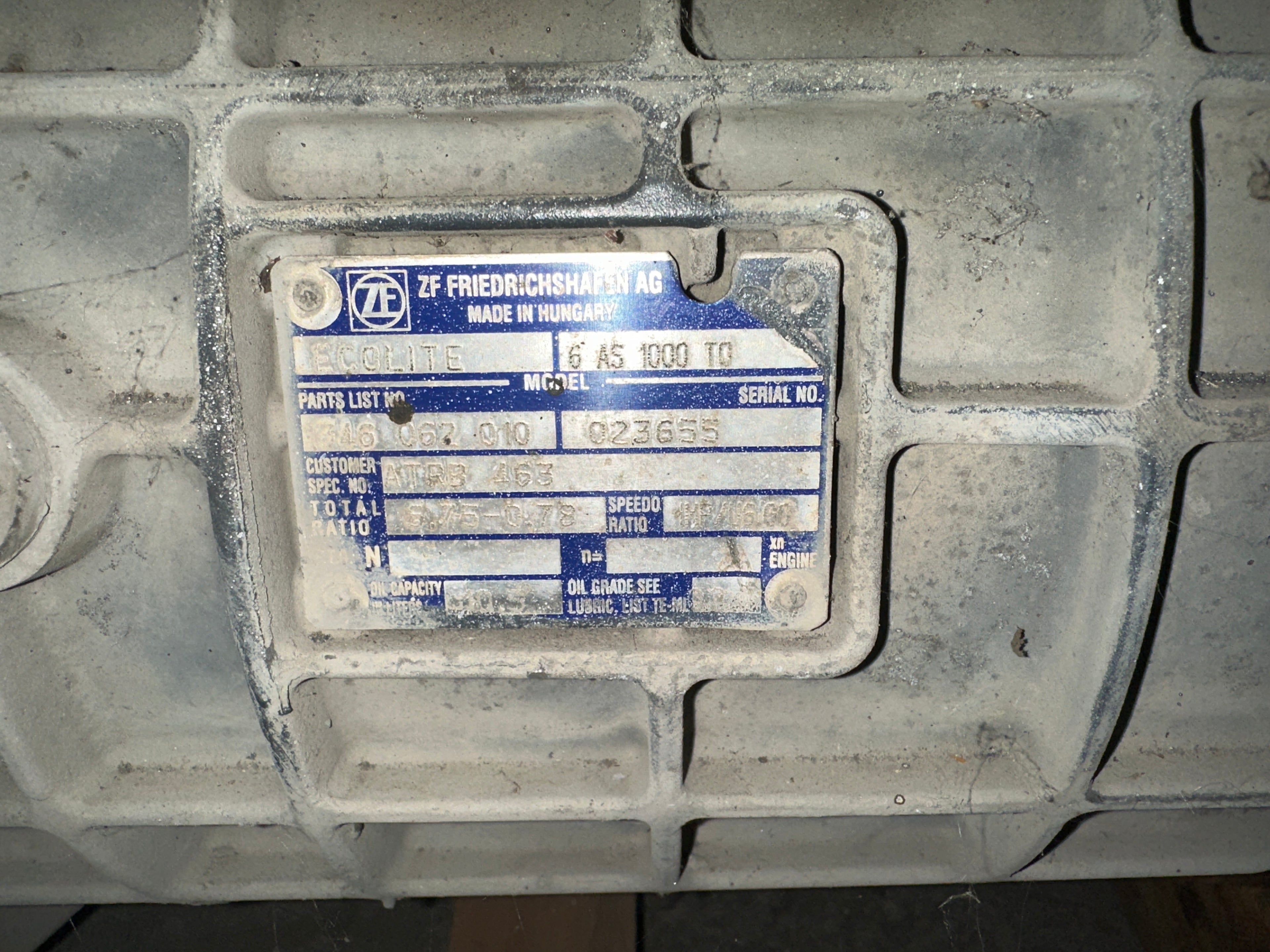 Cambio ZF 5AS1000TO completo per ricambi.